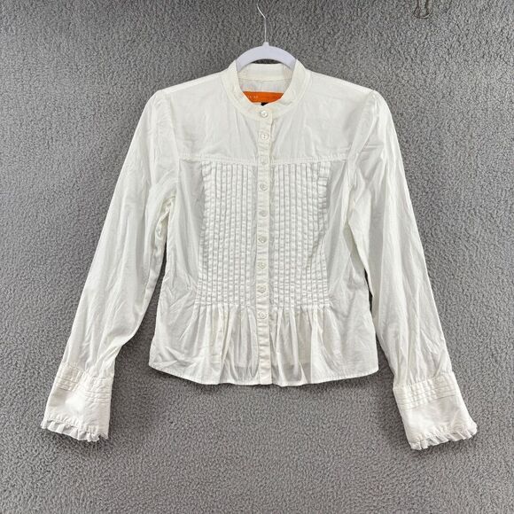 Cynthia Steffe White Pintuck Blouse - Size 4 - Feminine Boho Chic - Picture 1 of 8
